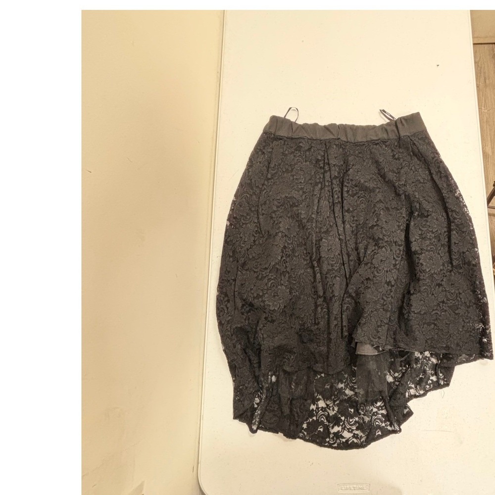 City Chic Black Floral Lace High-Low Asymmetrical Skirt Plus Size L 20